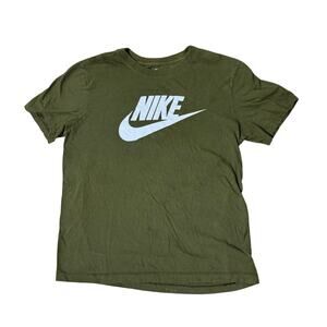 NIKE TEE LOGO OLIVE GREEN M MEDIUM CLASSIC VINTAGE USED TSHIRT SHIRT THE